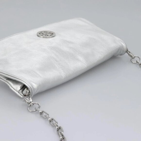 TORY BURCH Shoulder Bag Leather Silver Auth am7733 - Picture 7 of 15